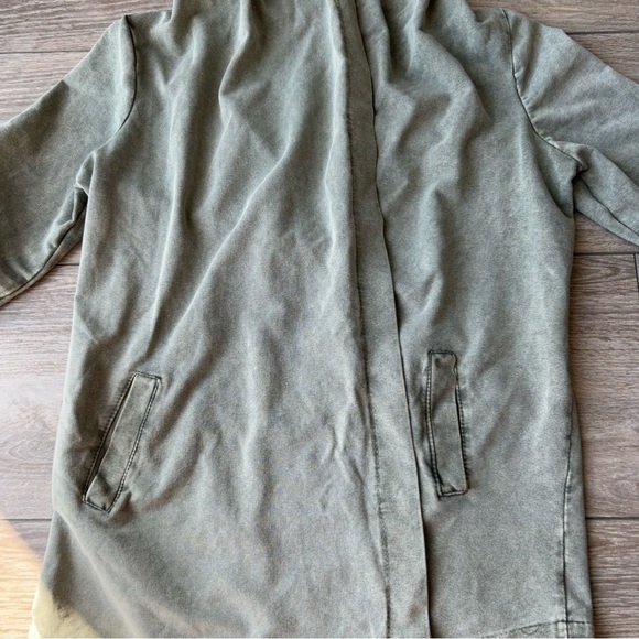 Keysha Washed Cotton Open Front  Hooded Jersey Sweatshirt Made in Italy - Picture 7 of 15